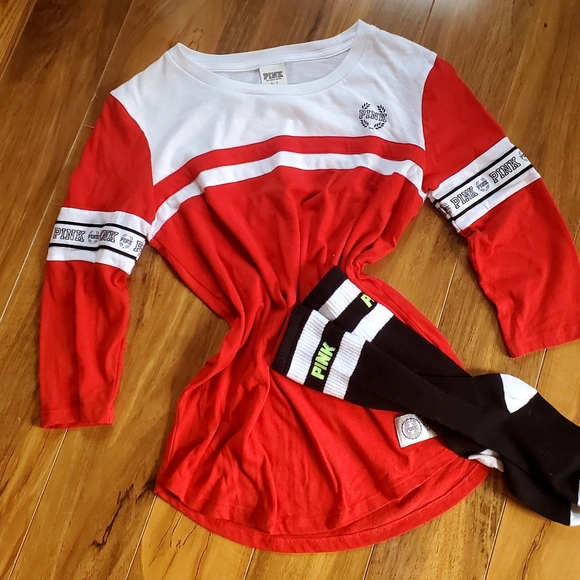 PINK VICTORIA'S SECRET Top/Socks- Size SP EUC - Picture 3 of 4